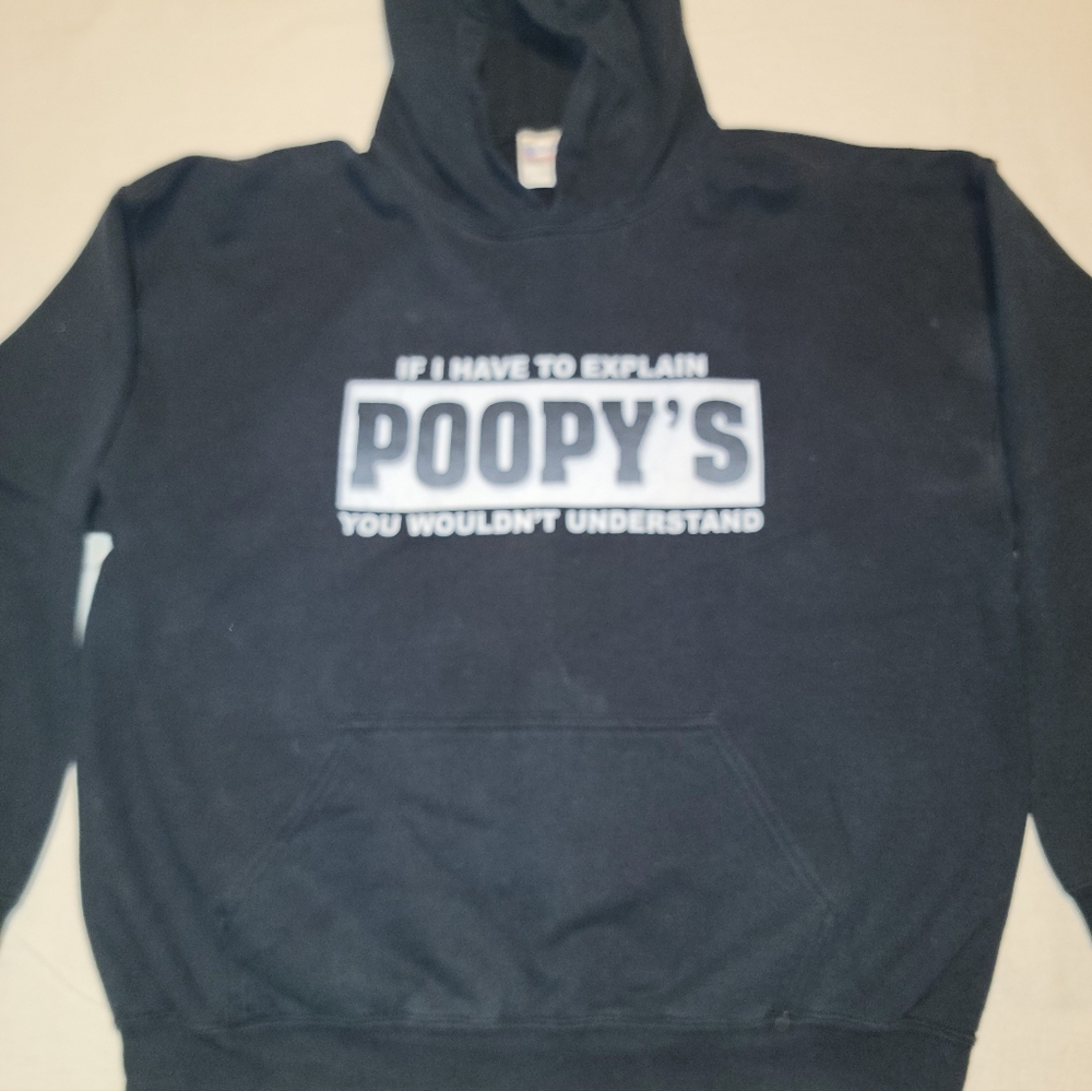 Large Poopy's Pub And Grub Route 84 Black Hoodie